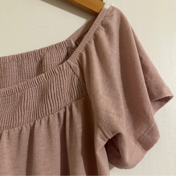 Womens American Eagle Pink Lace Up Off The Shoulder short sleeve shirt Medium - Picture 2 of 8